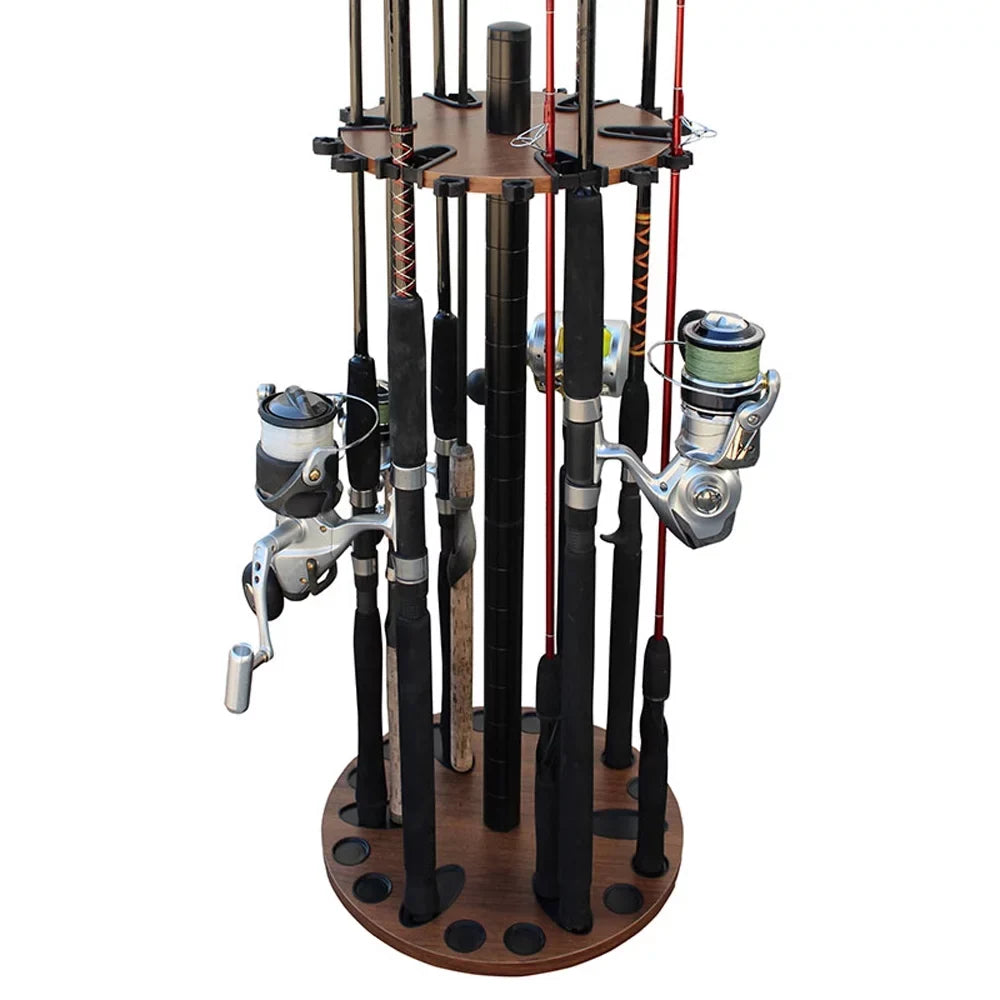 Rush Creek Creations 38-4056 Walnut 24 Fishing Rod Rack With Extension Post