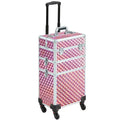 with 3-in-1 Trolley Large Makeup Rolling Case Storage, Topeakmart Pink Train Cosmetic