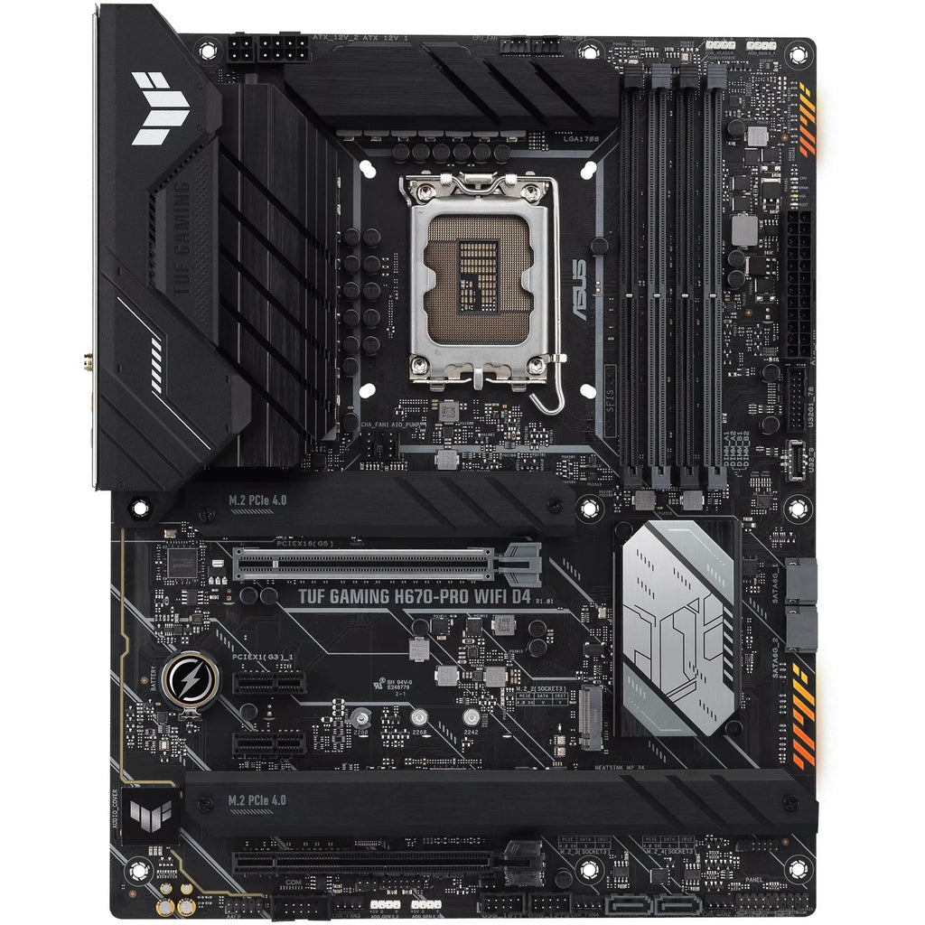 LGA 12th Front WiFi LAN, WIFI TUF 3.2 Gb D4 ATX 5.0, Gen) ASUS H670-PRO (Intel (PCIe 14+1 4xPCIe M.2 1 2.5 6, Gaming 4.0 Slots, 1700 Motherboard DDR4, USB DrMOS, Type-C) GAMING &13th Gen