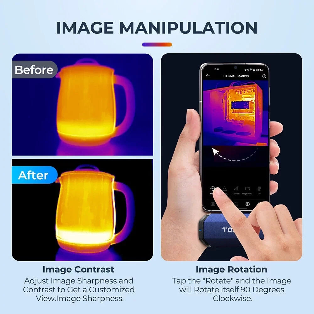 Imaging TC001 Thermal Camera Smartphones, 256x192 Thermal High Resolution & TOPDON for IR Imager PC Tablets