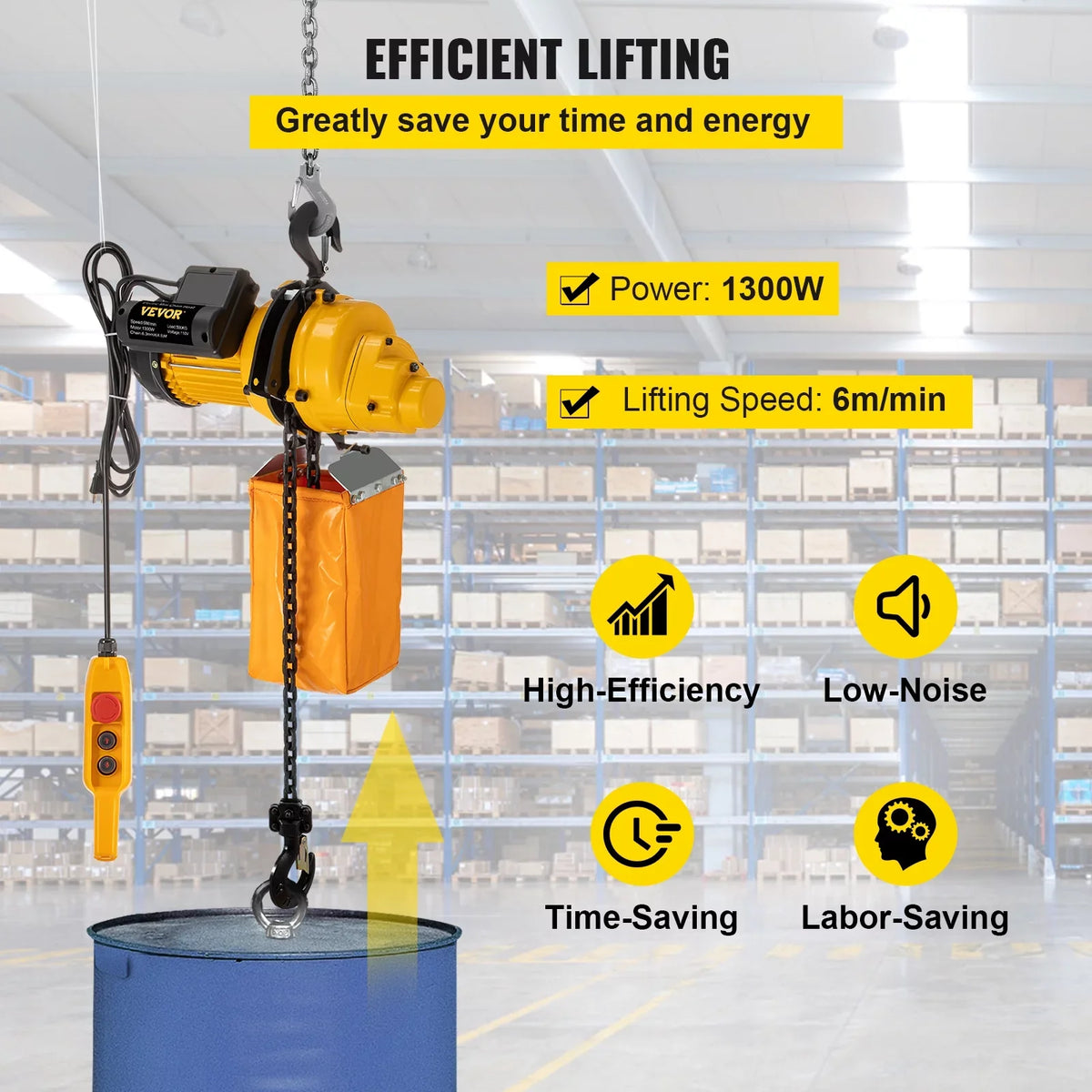 Vevor Lift Electric Hoist, 1100 Lbs Electric Winch W/ 10Ft Wired Remote Control, 110V Overhead Crane Garage Ceiling Pulley Winch Of 14.8Ft Lift Height, Used In Factories, Warehouses, Construction