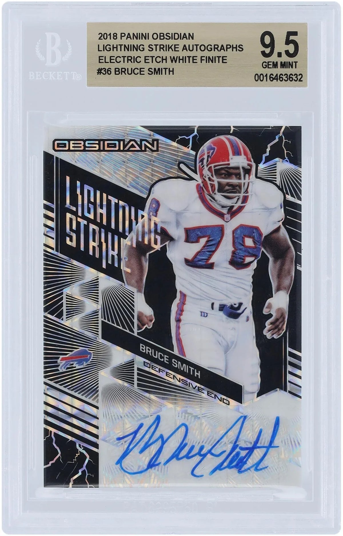 Bruce Smith Buffalo Bills Autographed 2018 Panini Obsidian White Finite #Ls-36 #1/1 Bgs Authenticated 9.5 Card - Fanatics Authentic Certified
