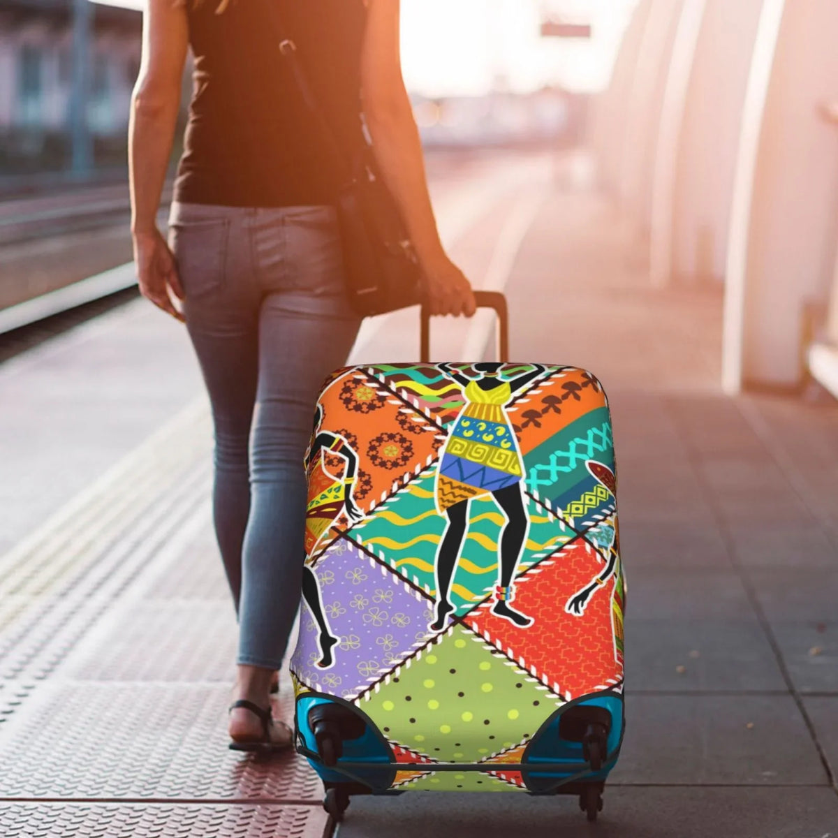 Cover Suitcase African Suitcase Kll Dancing Protector- Luggage Cover Womans
