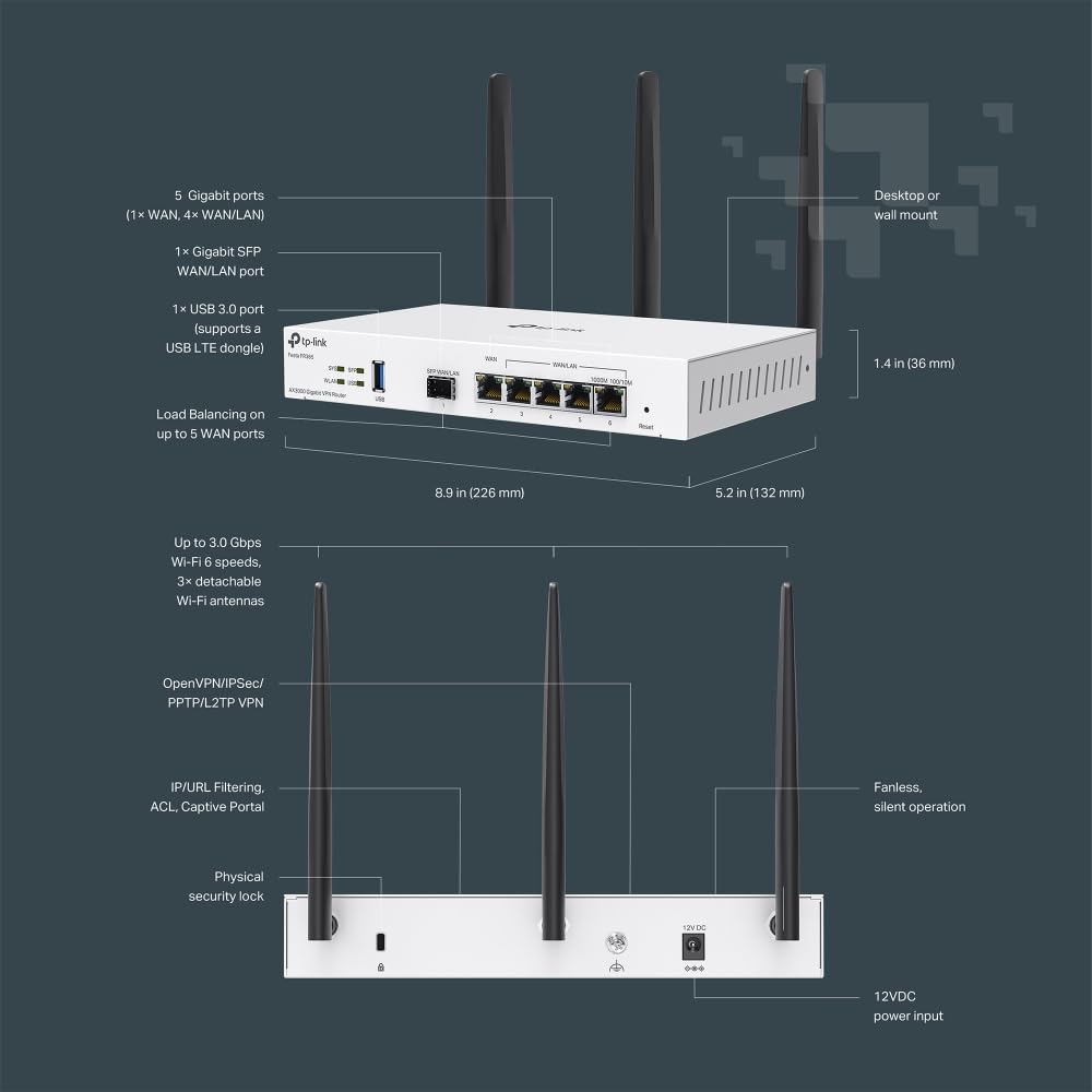 TP-Link Festa FR307-M2, Multi-Gigabit VPN Wired Router Gateway