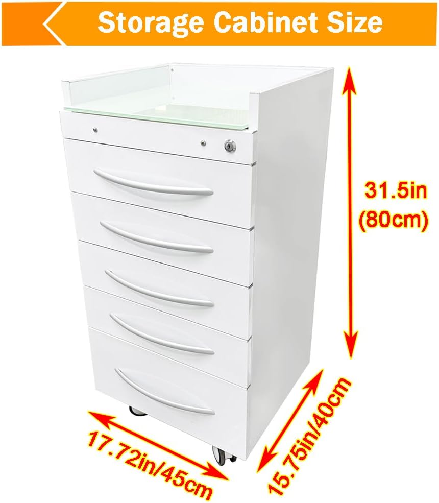 5 Drawer Office File Storage Dental Assistant's Mobile Cabinet