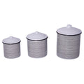 Creative Design Glossy Striped Metal Kitchen Canisters - 7.5" - White And Black - Set Of 3