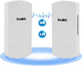 Outdoor Wireless Bridge, KuWFi 5.8G 3KM Transmission WiFi Point to Point Wireless Ethernet Bridge Router, with 3 RJ45 LAN Ports, Pre-Program, 48V PoE, 2-Packs