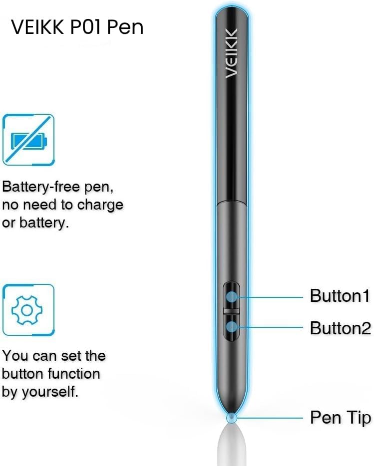 VEIKK P01 Battery-Free Pen for Graphic Drawing Tablet S640 and A30