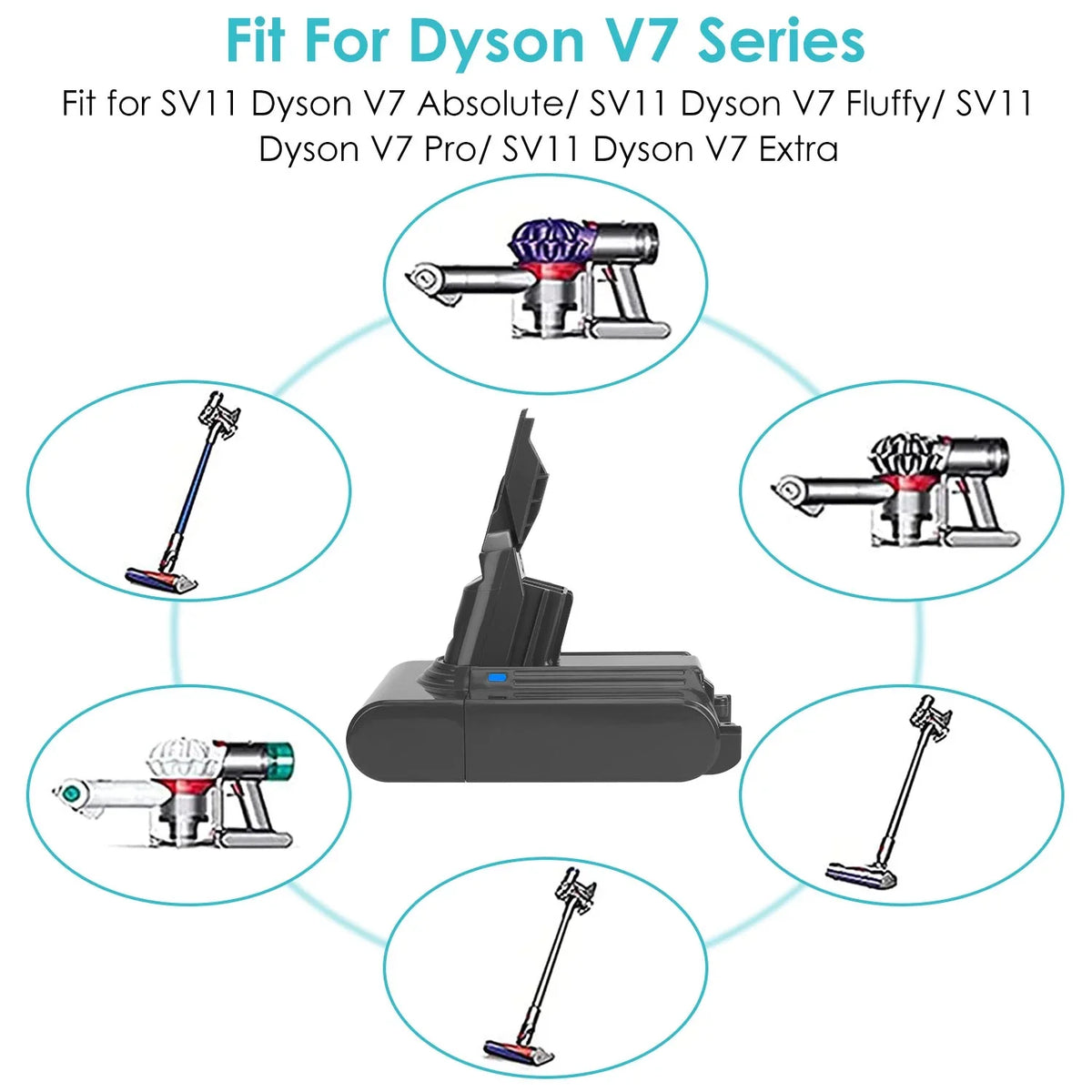 for Battery, Dyson Fit V7 Battery SV11 Replacement 4000mAh Absolute/Fluffy/Pr/Extra V7 iMounTEK