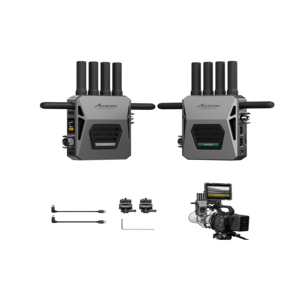 Accsoon CineView Master 4K Wireless Video Transmitter&Receiver with SDI HDMI, Tri-Band 8202ft 25ms LAT, 4K60/1080p60 1 Wired iOS+4 App Monitoring, Livestreaming Pair CineView 4K Lite/SE 4K/M7(H) Pro