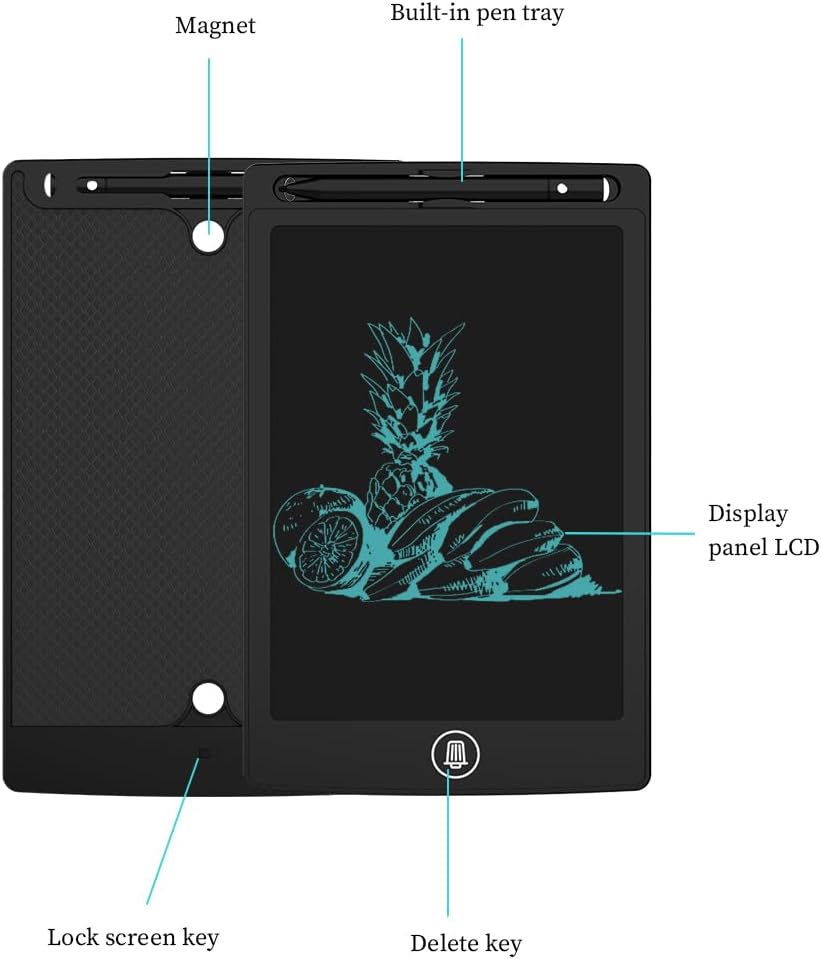 [2 Pack] 8.5 Inches LCD Writing Tablet with 2 Magnets,TIQUS Magnetic Electronic Ewriter (Single Color Black)