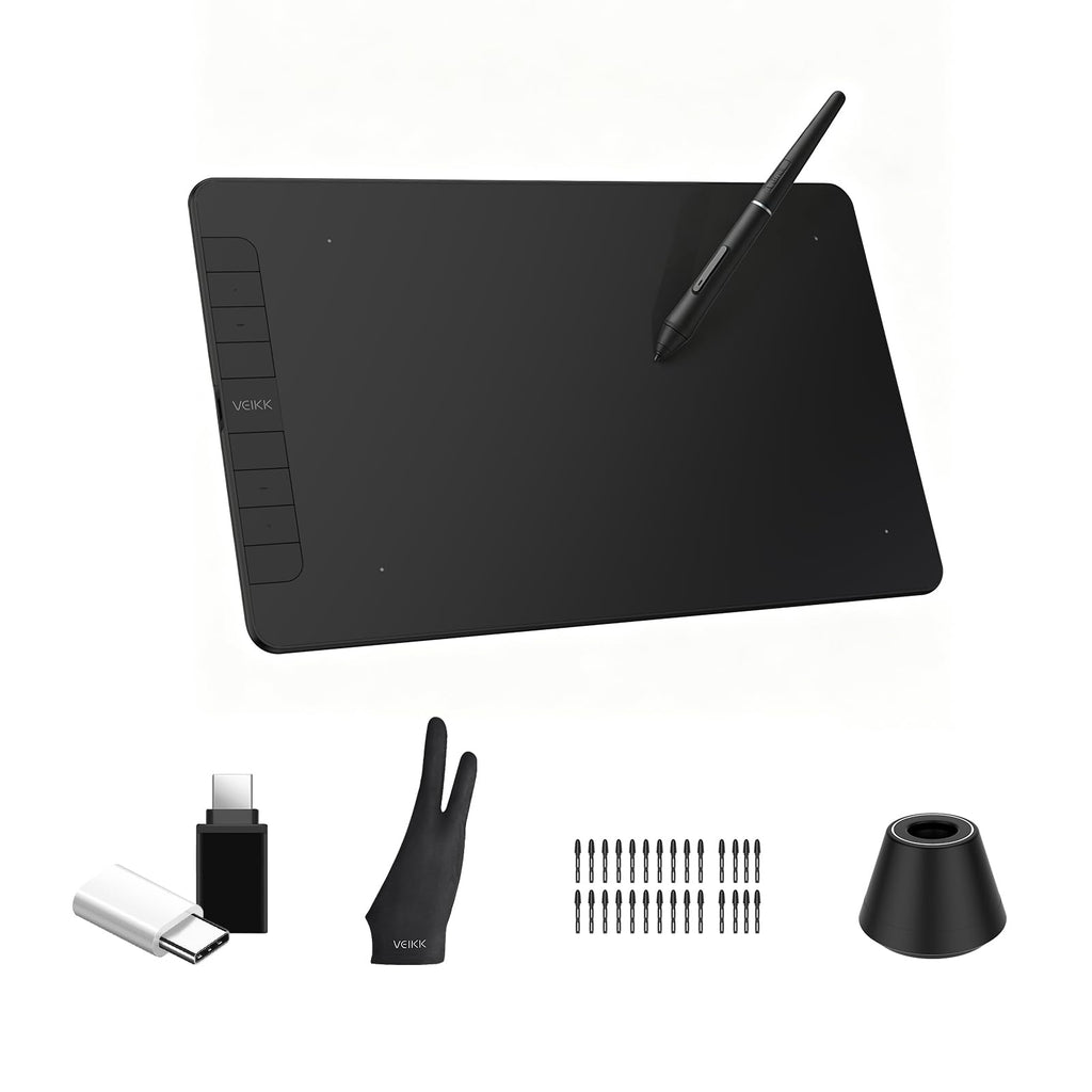VEIKK Drawing Tablet Voila L 10X6 inch,Upgrade 16384 Levels Pen Pressure