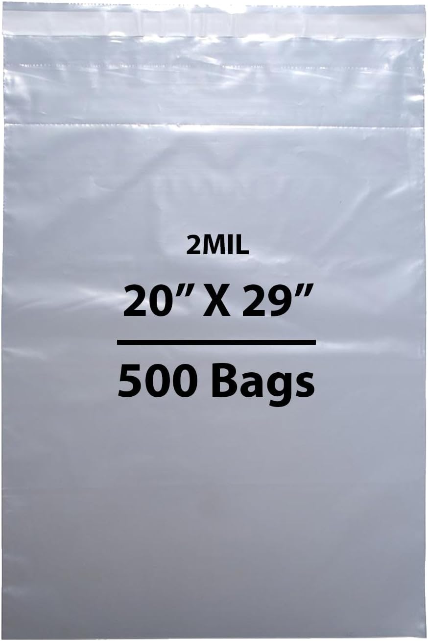 Crash Cart/Drug Tray Security Bag - Tamper-Evident 2 Mil, 20" X 29" & 500 Bags | Strong Adhesive Seal and Perforated Easy-Open Design | LDPE Clear Medical Safety Bag for Emergency Carts