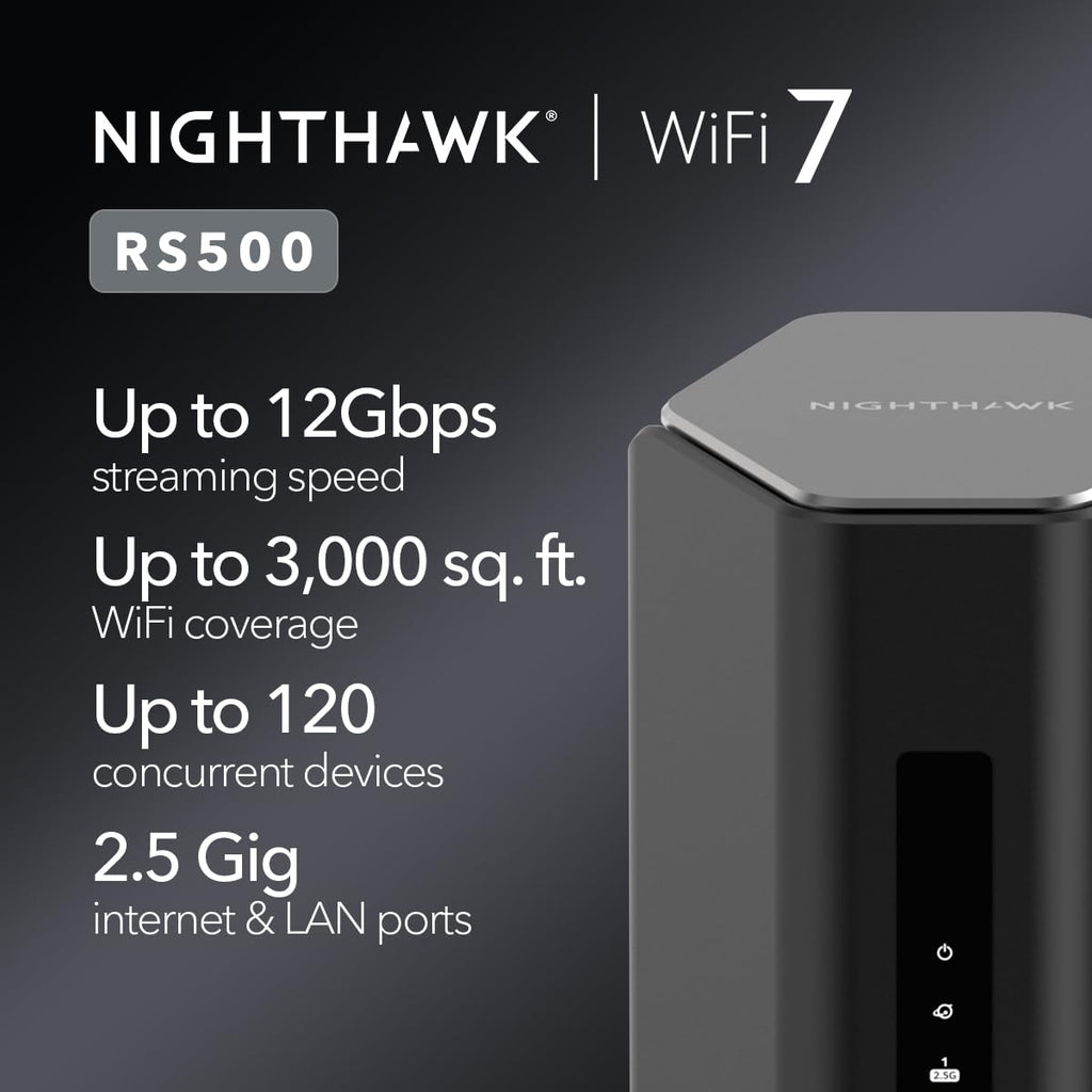 NETGEAR Nighthawk WiFi 7 Router RS100, Up to 2,000 sq ft, 3.6 Gbps