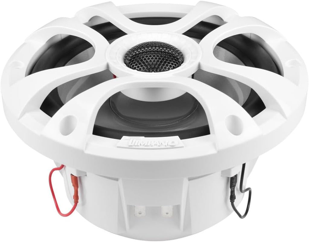 Timpano 6.5 Marine Speakers 450 Watt Per Pair TPT-CX6MW-4 Coaxial 2 Way Waterproof Speakers, 1 Pair, White, Weather Resistant Marine Speakers 6.5 Inch for Boat, ATV or RV Speakers, Bocinas Marinas
