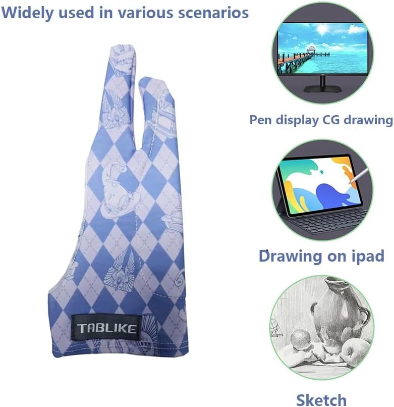 Artist Drawing Glove, Breathable Two Finger Digital Art Glove 3-Layer Palm Rejection Right/Left Hand Digital Graphic Tablet