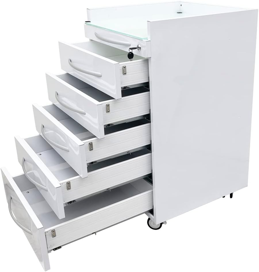 5-Drawer Mobile Dental Cart Medical Trolley with 2 Partition Tarys