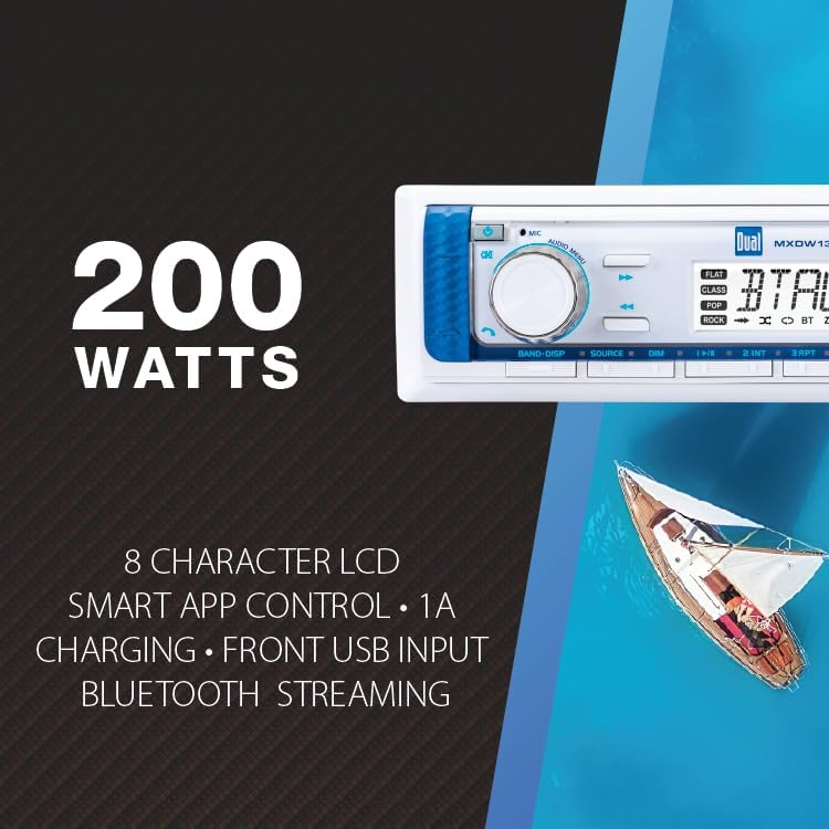 Dual Electronics MXP152W Marine Stereo Bluetooth 6.5" Speakers & Antenna