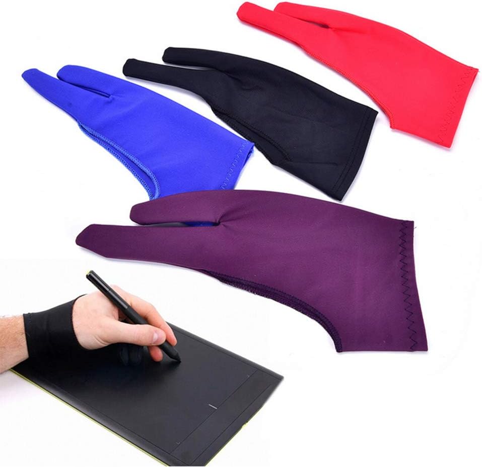 Artist Drawing Tablet Gloves Two Finger Graphics Painting Glove Free Size Creative Both Right and Left Hand 4 Pack