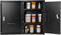 Vivacomfort Large Black Double Door Narcotics Cabinet, Locking Medicine Cabinet, 24â H x 16â W x 8â D