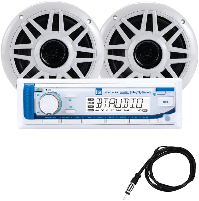 Dual Electronics MXP152W Marine Stereo Bluetooth 6.5" Speakers & Antenna