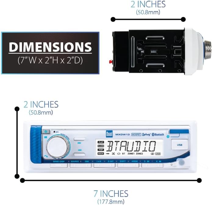 Dual Electronics MXP152W Marine Stereo Bluetooth 6.5" Speakers & Antenna