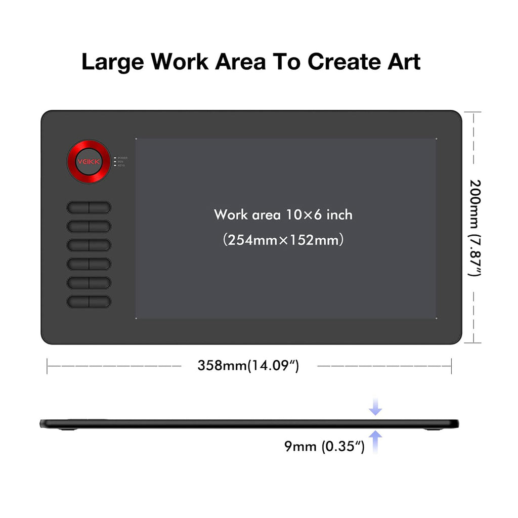 VEIKK VK850 8x5 Inch Digital Drawing Graphics Tablet with Battery-Free Pen
