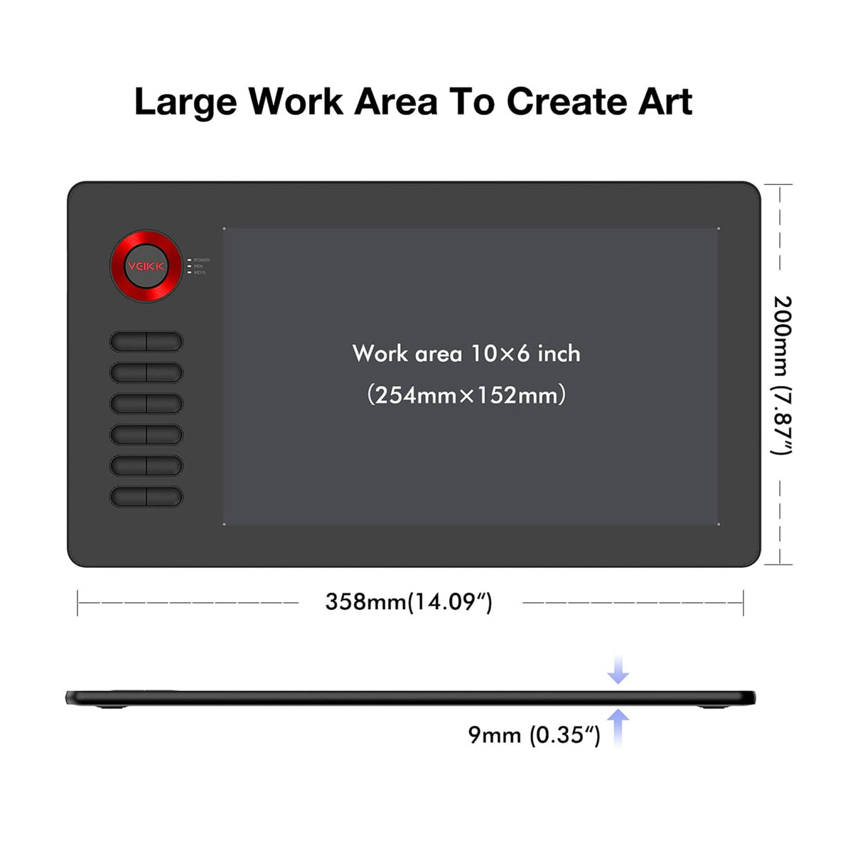 VEIKK VK850 8x5 Inch Digital Drawing Graphics Tablet with Battery-Free Pen