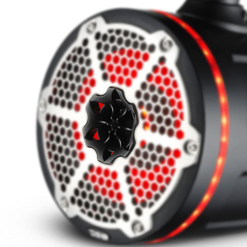 DS18 CF-X10TPNEO 10" Neodymium Marine Wakeboard Tower Speakers with Bullet Tweeter, Passive Radiator and RGB LED Lights - High Performance, Marine Grade IP65 Rated, 900W Max 300W RMS 4 Ohms (Pair)
