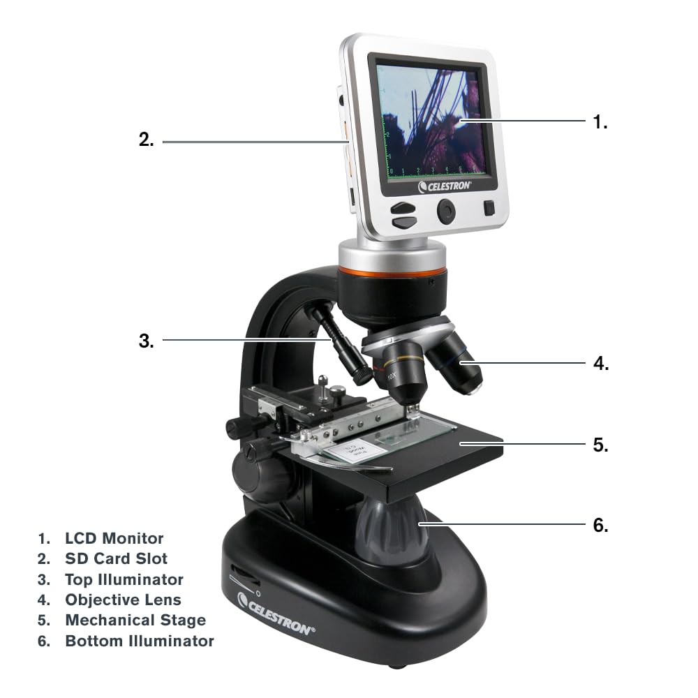 Celestron TetraView LCD Digital Microscope with 180Â° Swivel Screen