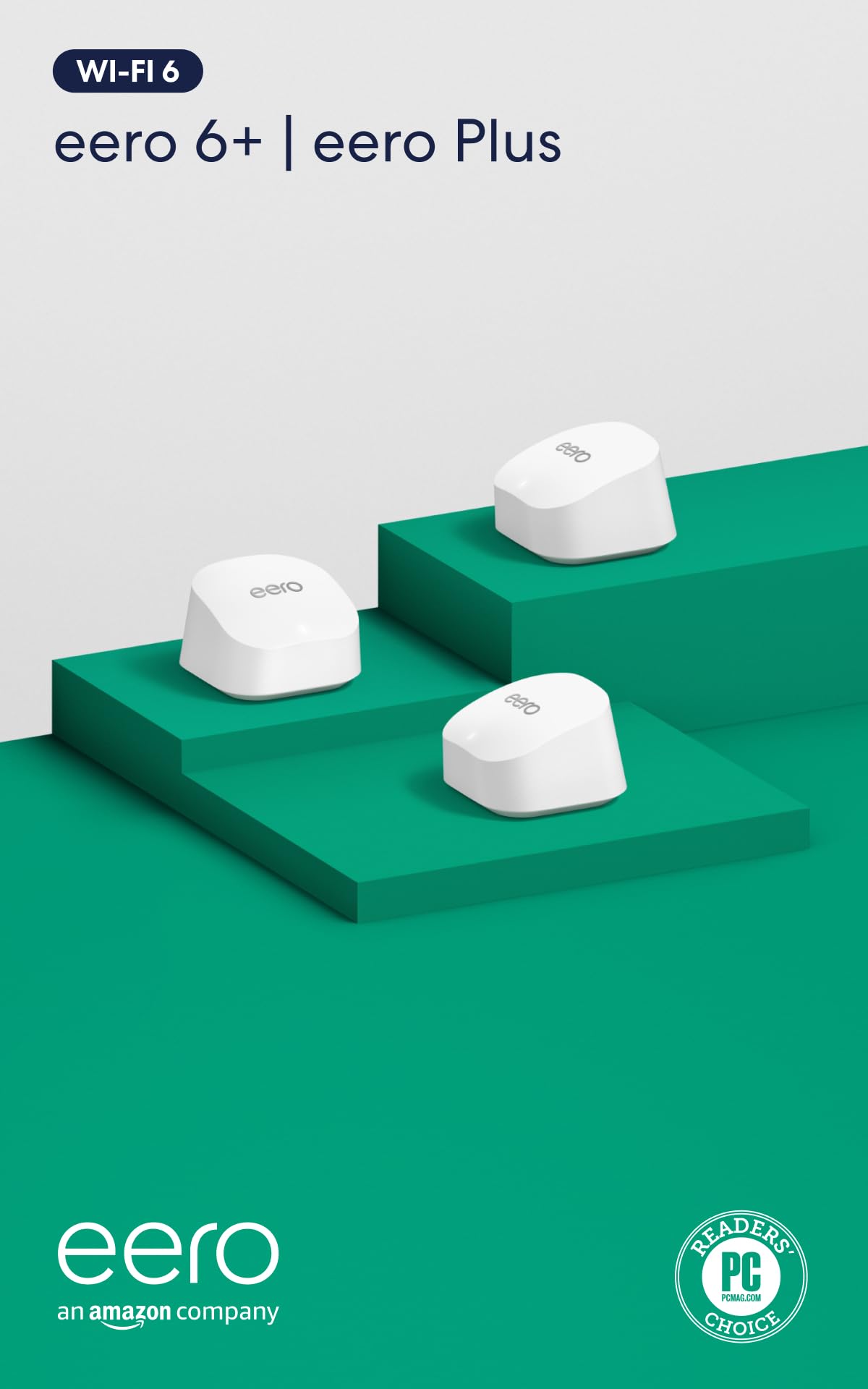 Amazon eero 6+ mesh wifi router - Supports internet plans up to a Gigabit, Coverage up to 1,500 sq. ft., Connect 75+ devices, 1-pack