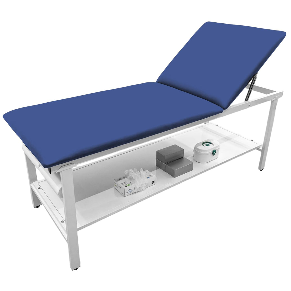 Adjustable Exam Table with Paper Roll Dispenser & Shelf, Physical Therapy Medical Exam Table, Patient Examination Bed, Durable, Low Maintenance and Holds Up to 400 Lbs (Black)