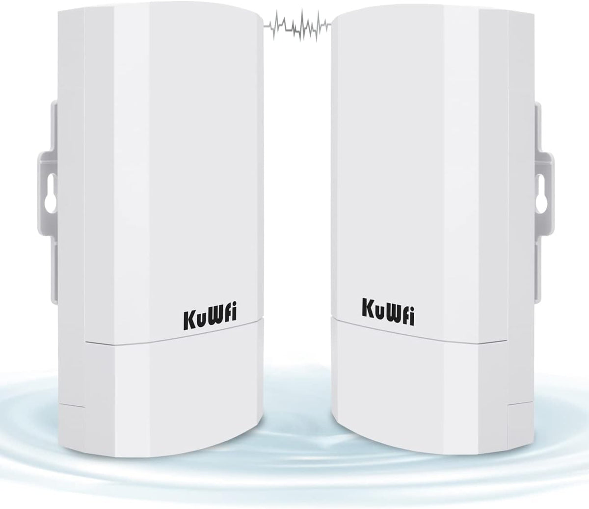 Outdoor Wireless Bridge, KuWFi 5.8G 3KM Transmission WiFi Point to Point Wireless Ethernet Bridge Router, with 3 RJ45 LAN Ports, Pre-Program, 48V PoE, 2-Packs