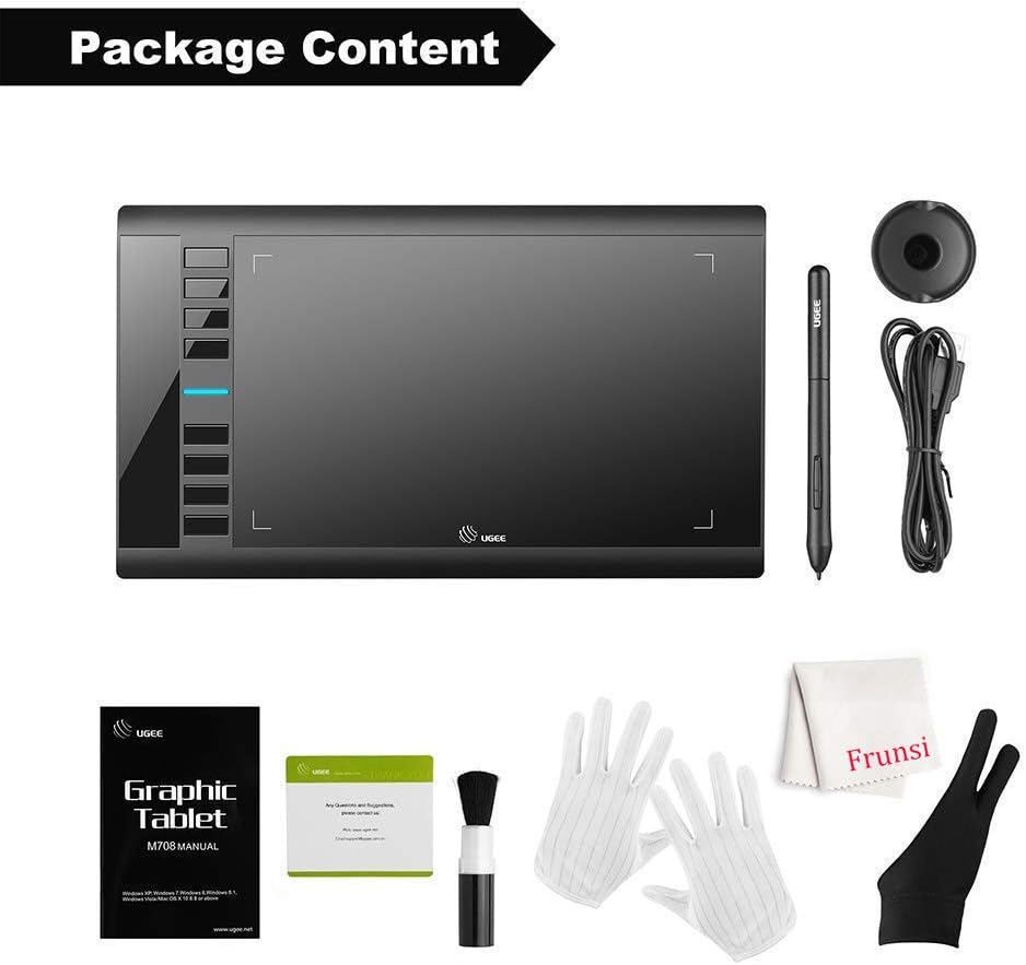 UGEE M708 Drawing Tablet, 10x6 inch Large Space for Digital Drawing