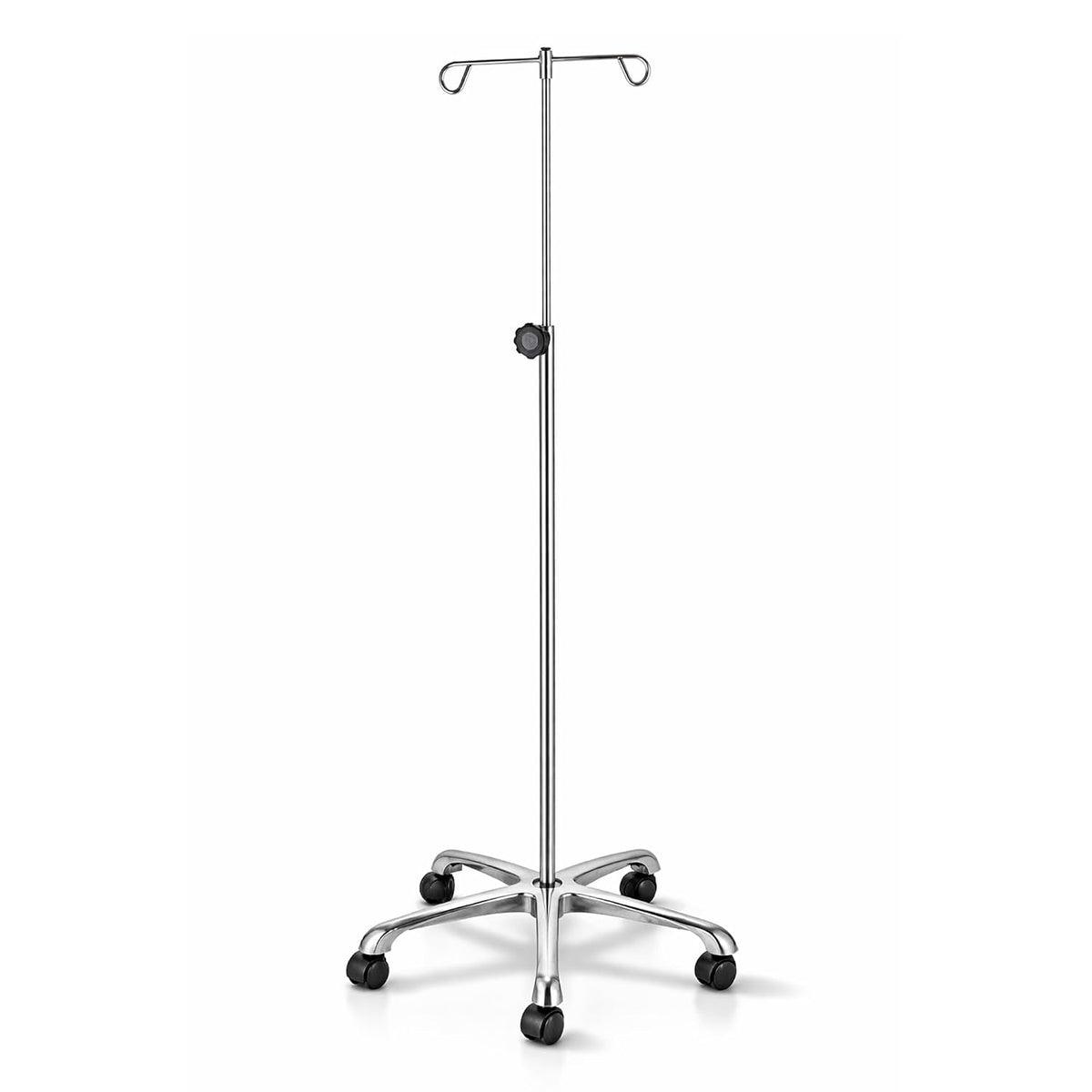 Medichoice IV Pole Rolling Stand â Adjustable 52â90 Inch Stainless Steel IV Stand with Wheels, 4 Hook IV Drip Holder, 5-Leg Base, 45 lb Capacity, Portable Medical IV Stand