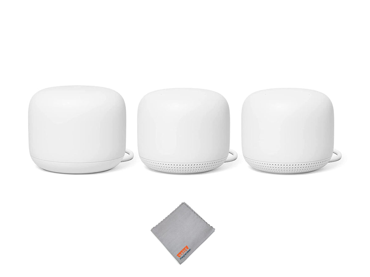 Nest WiFi Router with 1 Point - Mesh for Wireless Internet Wi-Fi Extender Smart Speaker Works and Google Home Systems Snow