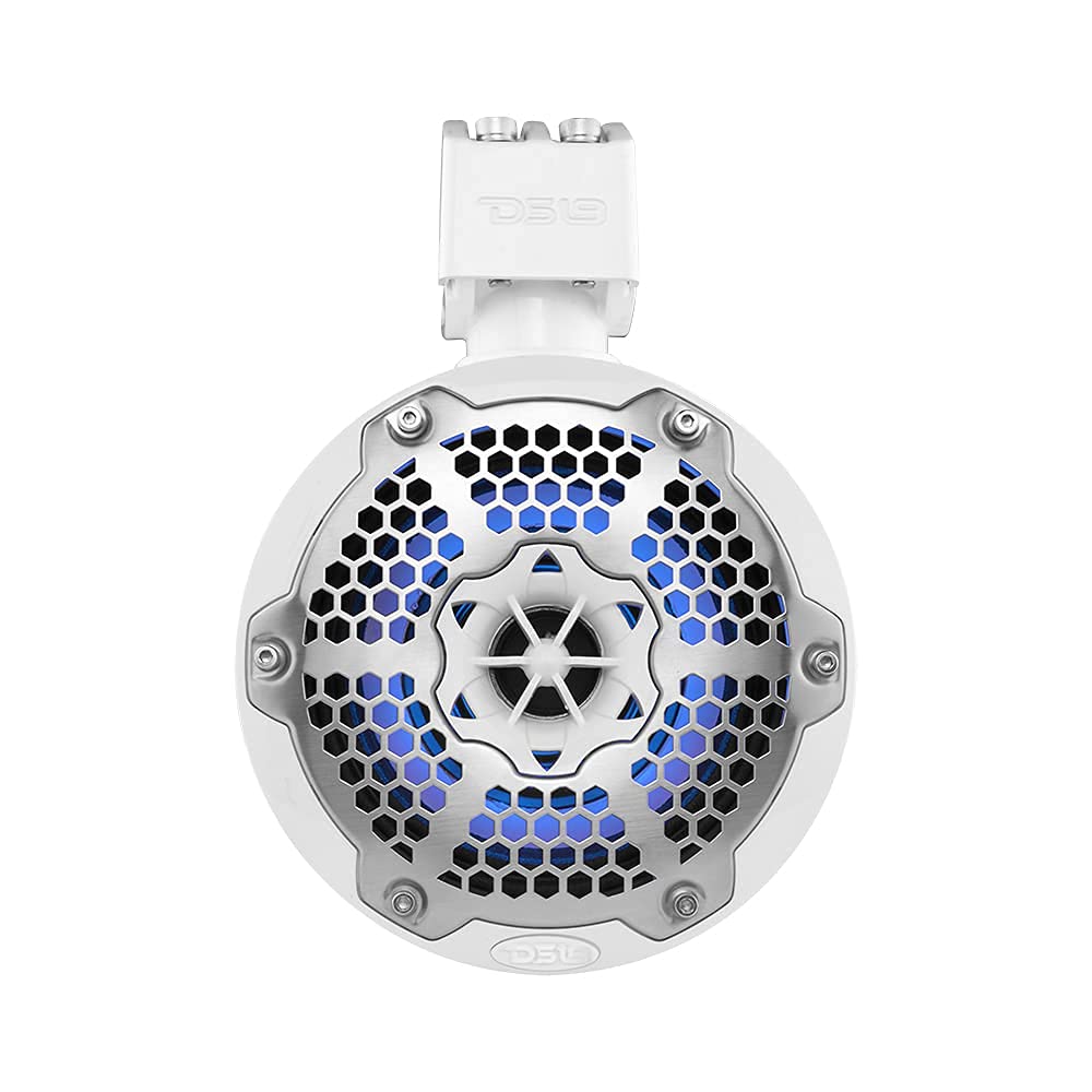 DS18 CF-X10TPNEO 10" Neodymium Marine Wakeboard Tower Speakers with Bullet Tweeter, Passive Radiator and RGB LED Lights - High Performance, Marine Grade IP65 Rated, 900W Max 300W RMS 4 Ohms (Pair)