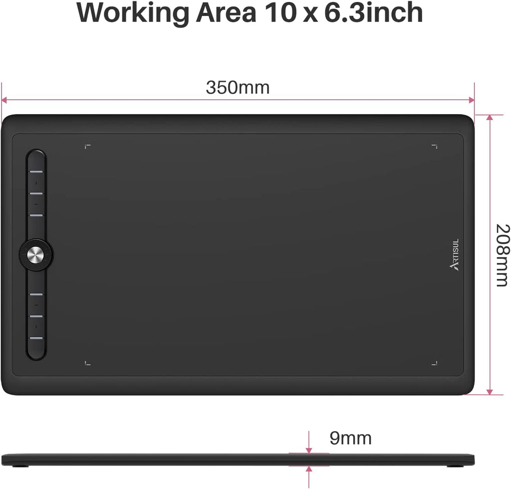 Drawing Tablet Artisul M0610Pro 10x6 Inch, Tilt Support, Scroll Wheel