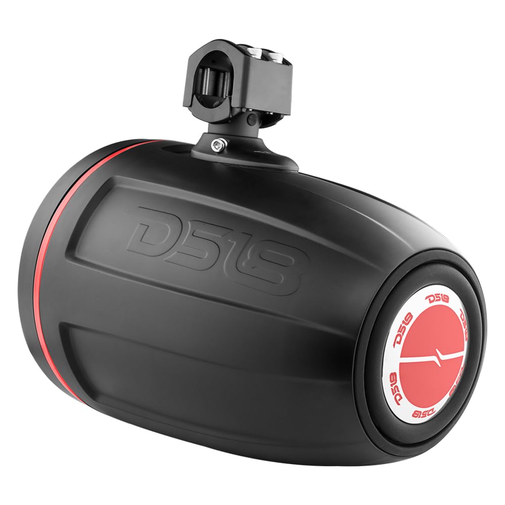 DS18 CF-X10TPNEO 10" Neodymium Marine Wakeboard Tower Speakers with Bullet Tweeter, Passive Radiator and RGB LED Lights - High Performance, Marine Grade IP65 Rated, 900W Max 300W RMS 4 Ohms (Pair)