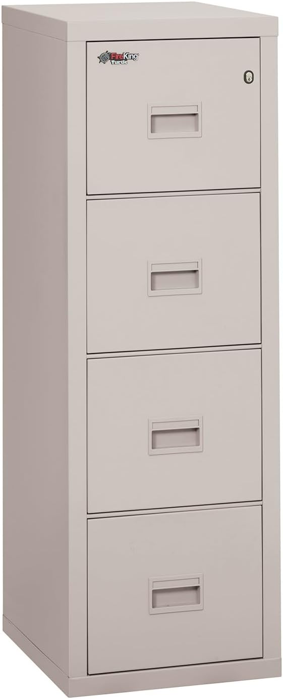 FireKing Turtle Vertical 4 Drawer Fire Rated File Cabinet, Platinum