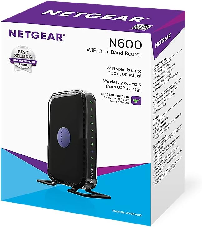 NETGEAR WNDR3400-100NAS N600 Dual Band Wi-Fi Router (WNDR3400)