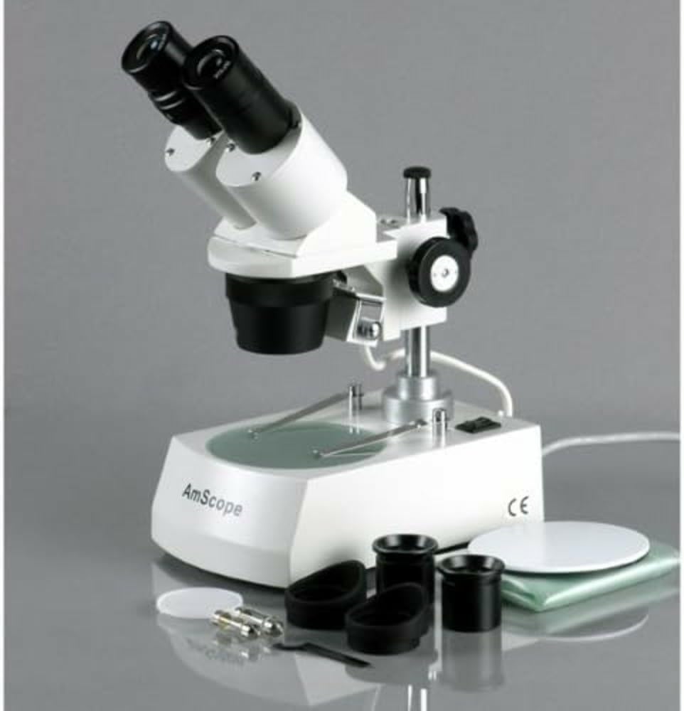 AmScope SE305R-PZ Forward Binocular Stereo Microscope, WF10x and WF20x