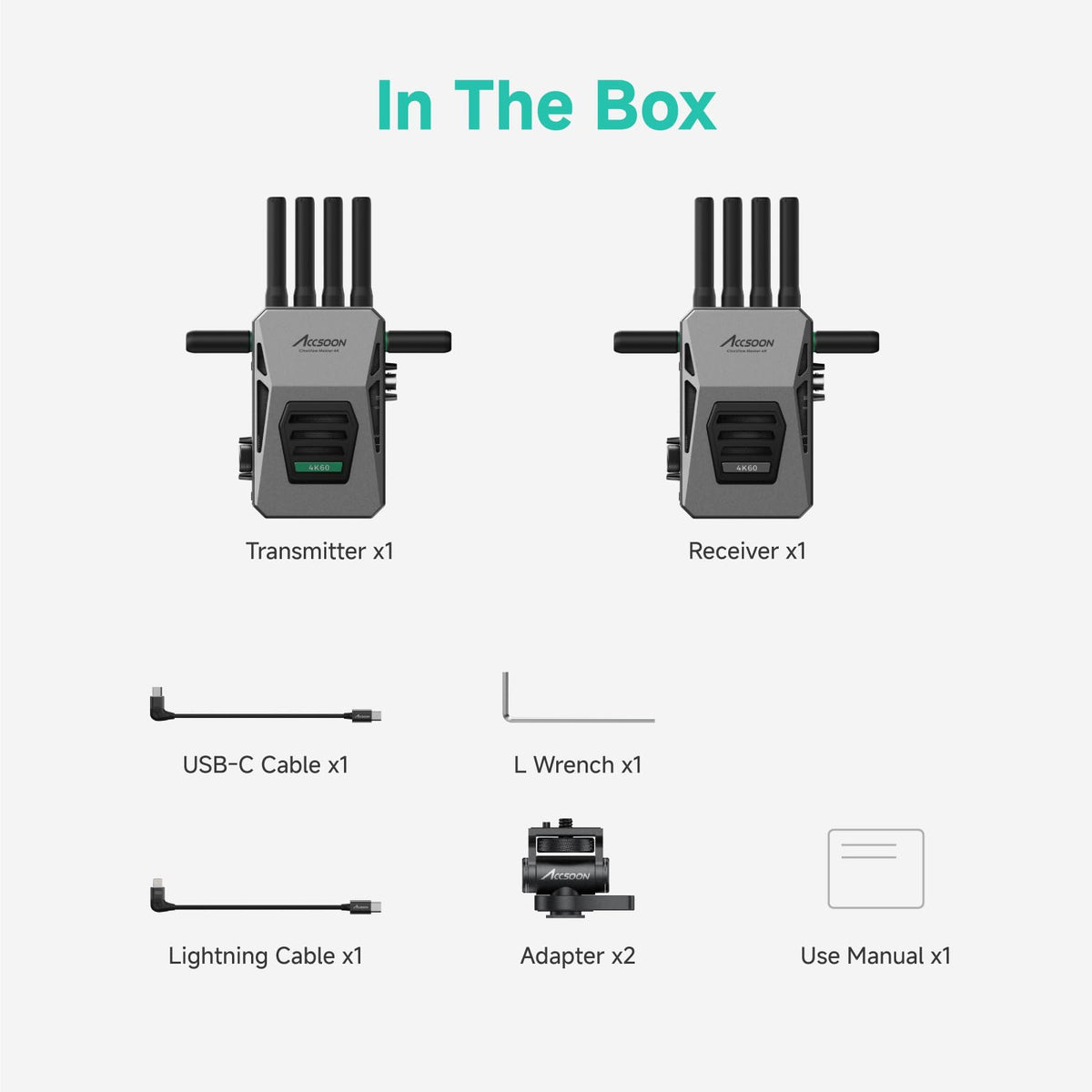 Accsoon CineView Master 4K Wireless Video Transmitter&Receiver with SDI HDMI, Tri-Band 8202ft 25ms LAT, 4K60/1080p60 1 Wired iOS+4 App Monitoring, Livestreaming Pair CineView 4K Lite/SE 4K/M7(H) Pro