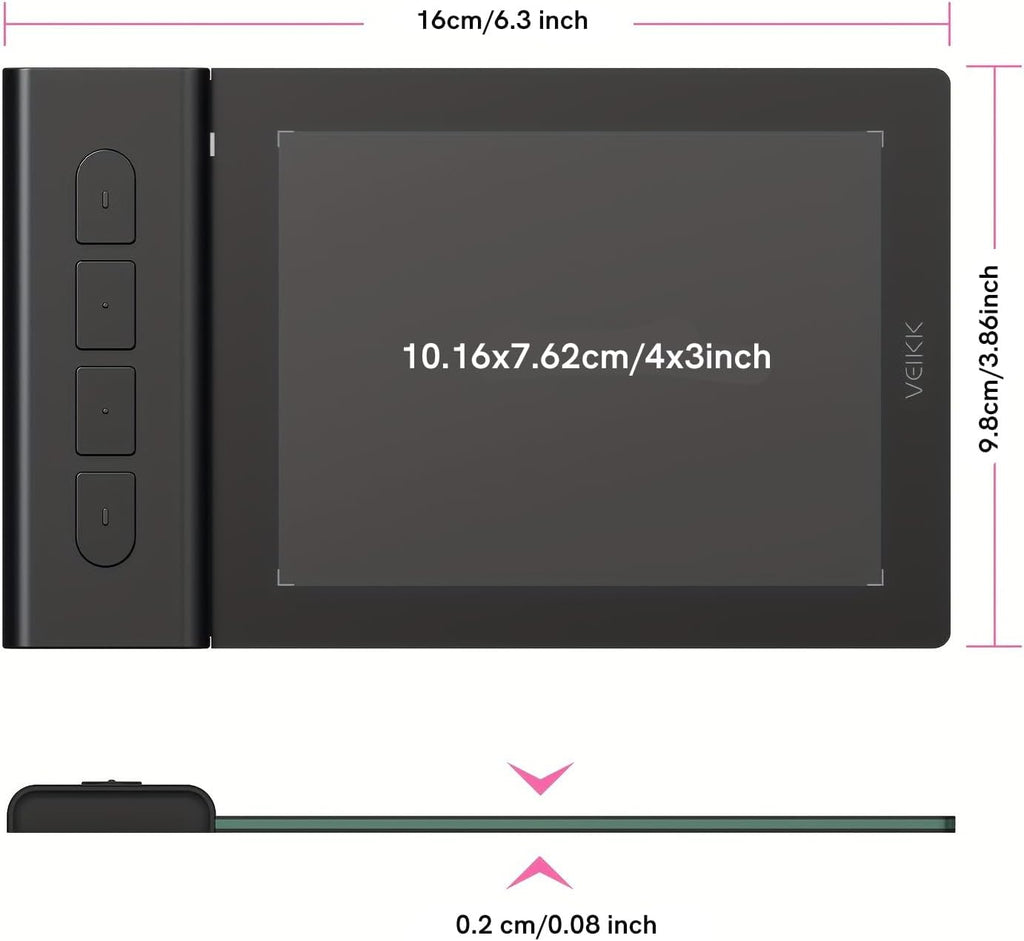 VEIKK VK430 Drawing Tablet 4x3 inch OSU Tablet,8192 Levels Pen Pressure