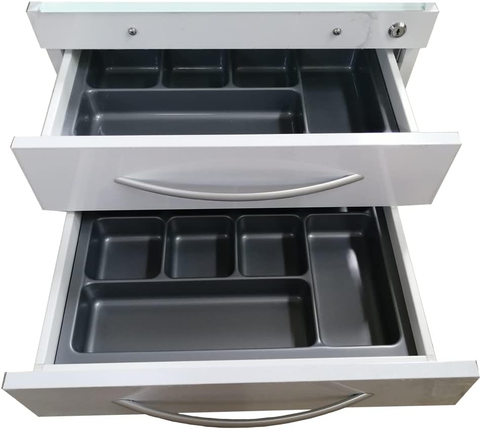 5-Drawer Mobile Dental Cart Medical Trolley with 2 Partition Tarys
