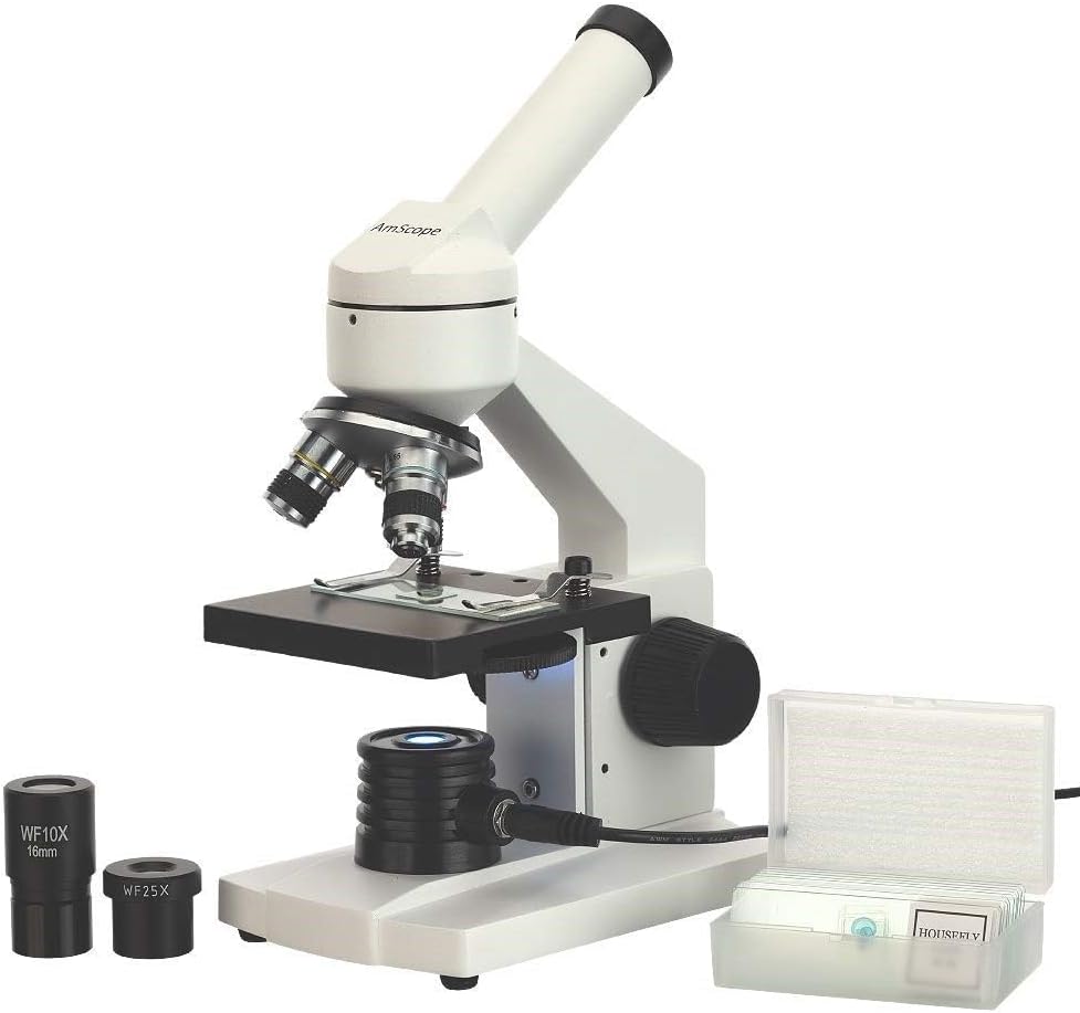 AmScope M102C-PB10 1000X Biological Compound Microscope with Prepared
