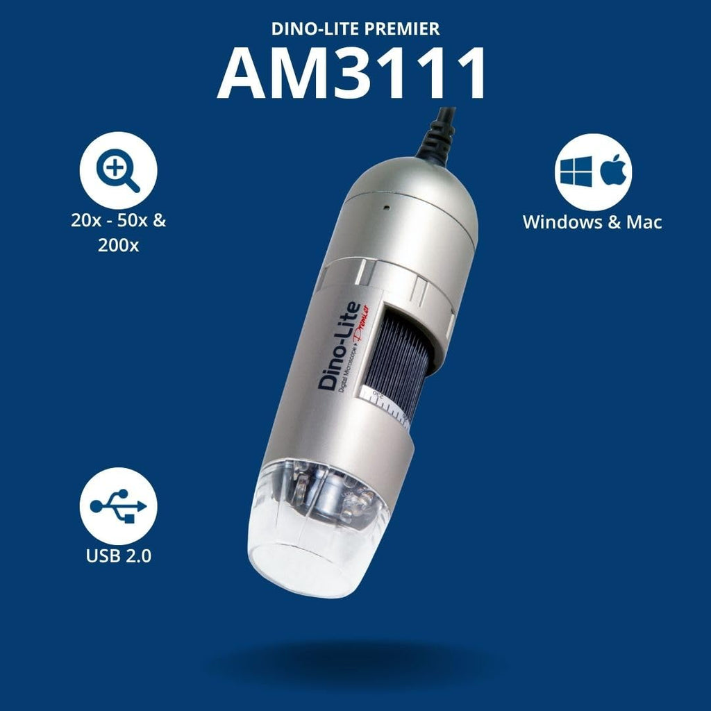 Dino-Lite AM3111 - USB, 0.3MP, 20x - 50x, 200x, 8 LEDs