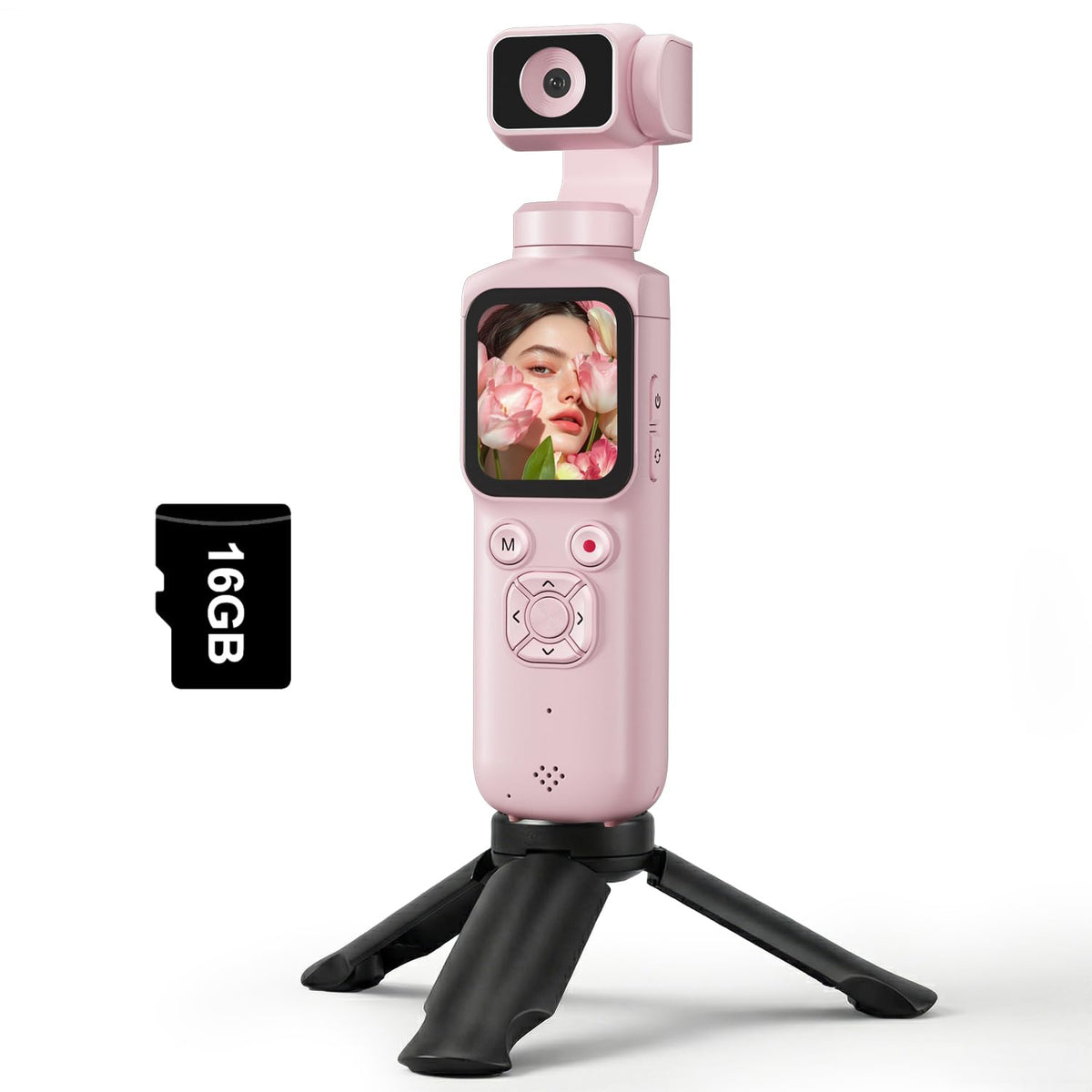 4K Vlogging Camera, Pocket Digital Camera, 330Â° Rotating Lens
