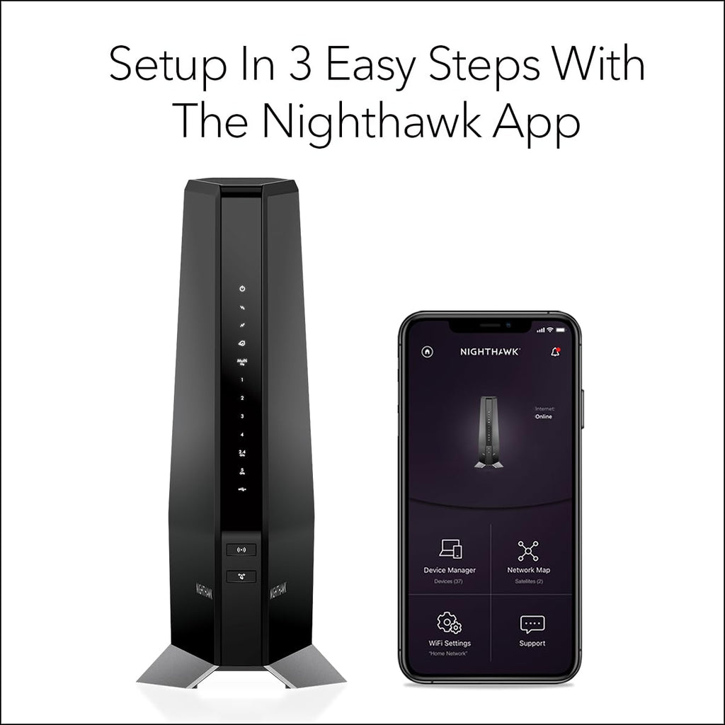 NETGEAR Nighthawk Modem Router Combo (CAX30S) DOCSIS 3.1 Cable Modem and WiFi 6 Router - AX2700 6.0 Gbps - Compatible with Xfinity, Spectrum, Cox, and More - Gigabit Wireless Internet - NETGEAR Armor