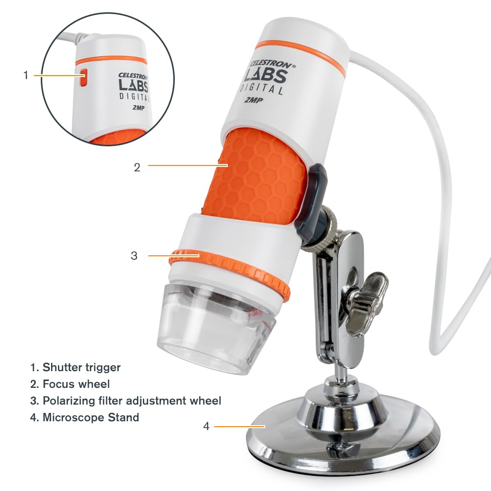 Celestron Labs 5MP Handheld Digital Microscope for Detailed Inspection